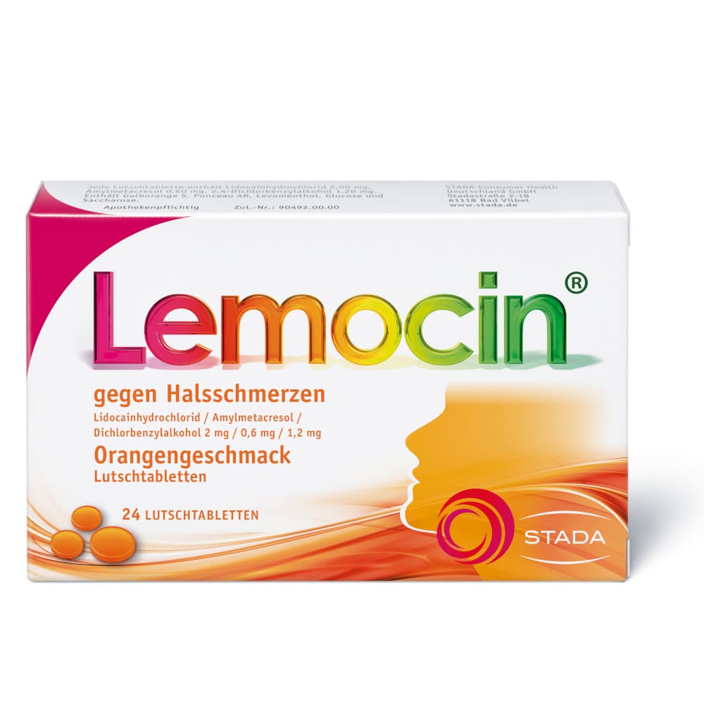 Lemocin gegen Halsschmerzen Orange 24 St Lutschtabletten