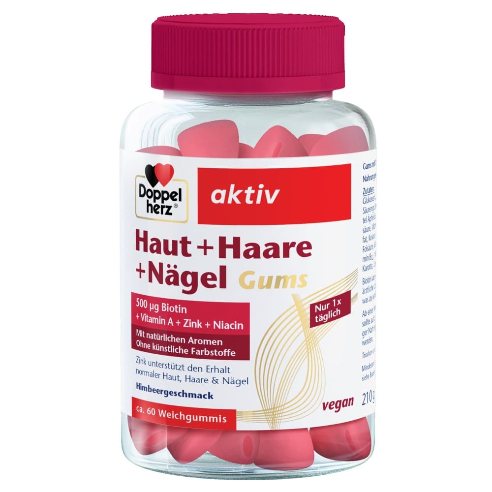 Doppelherz aktiv Haut + Haare + Nägel Gums Himbeergeschmack 60 St Kaudragees