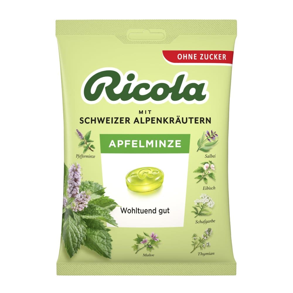 Ricola Apfelminze Schweizer Kräuterbonbon zuckerfrei 75 g Bonbons