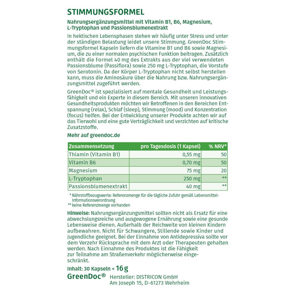 Green DOC STIMMUNGSFORMEL 30 St Kapseln
