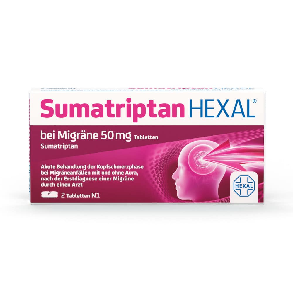 Sumatriptan HEXAL bei Migräne 2 St Tabletten
