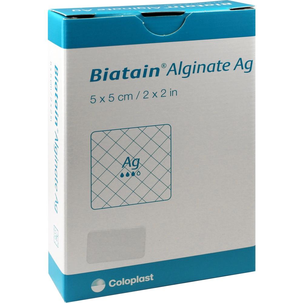 BIATAIN Alginate Ag Kompressen 5x5 cm mit Silber 10 St Verband