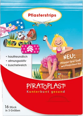 PIRATOPLAST Mädchen Pflasterstrips 3 Größen 16 St Pflaster
