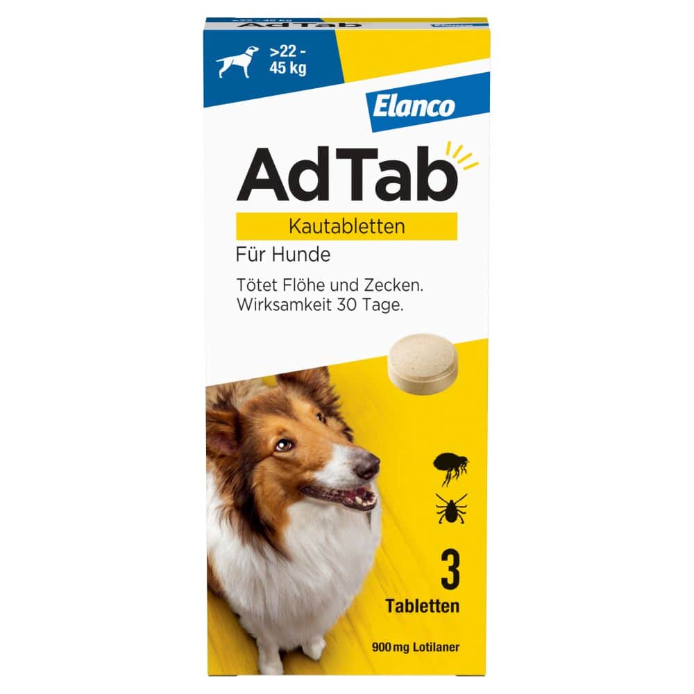 AdTab Kautabletten 900mg für Hunde 22-45 kg Elanco 3 St Kautabletten