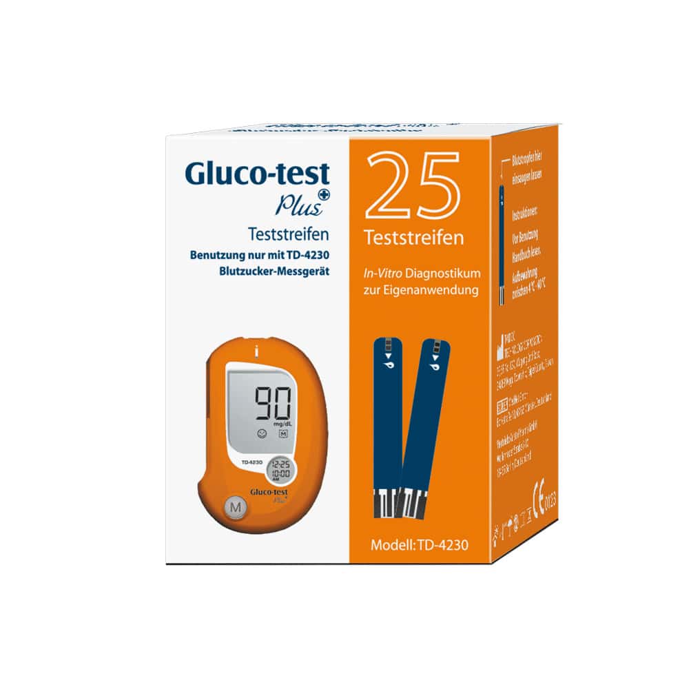GLUCO TEST Plus Blutzuckerteststreifen 25 St Teststreifen