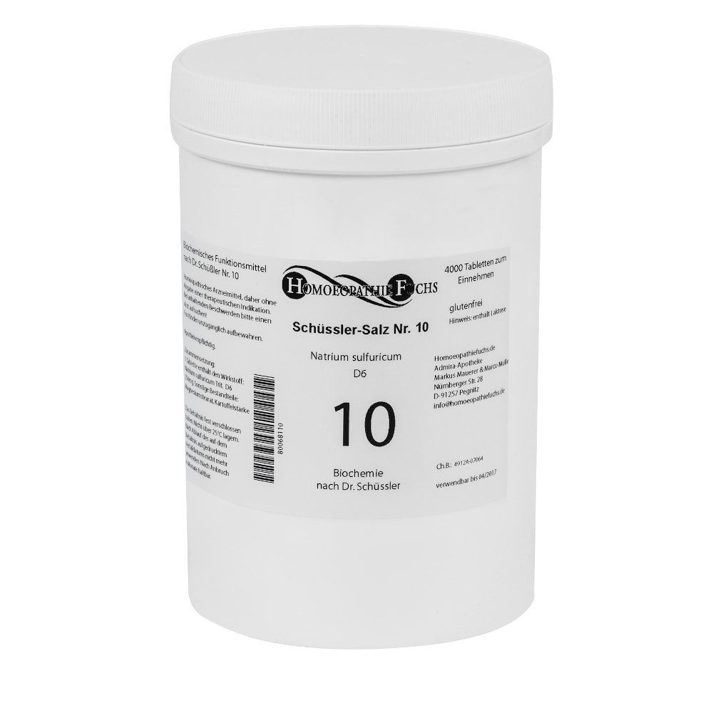 HOMOEOPATHIEFUCHS Schüssler-Salz Nummer 10 Natrium sulfuricum D6 Biochemie 4000 St Tabletten