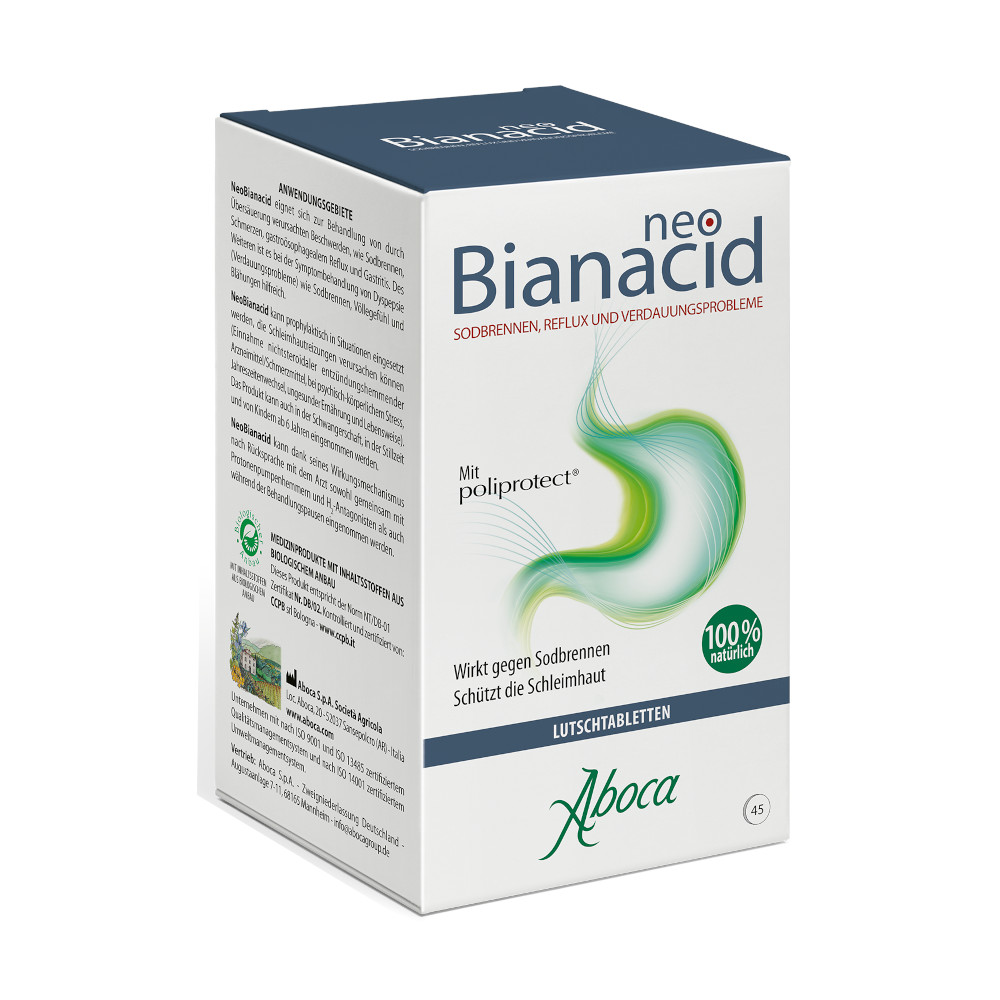 neoBianacid bei Sodbrennen, Reflux und Verdauungsproblemen 45 St Lutschtabletten