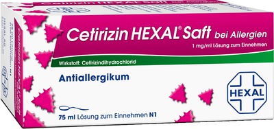 Cetirizin HEXAL Saft bei Allergien 1mg/ml 75 ml Lösung zum Einnehmen