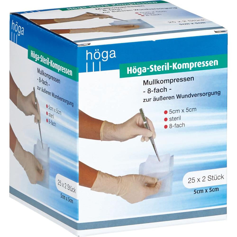HÖGA STERIL Kompressen 5x5 cm 8fach 25X2 St Kompressen