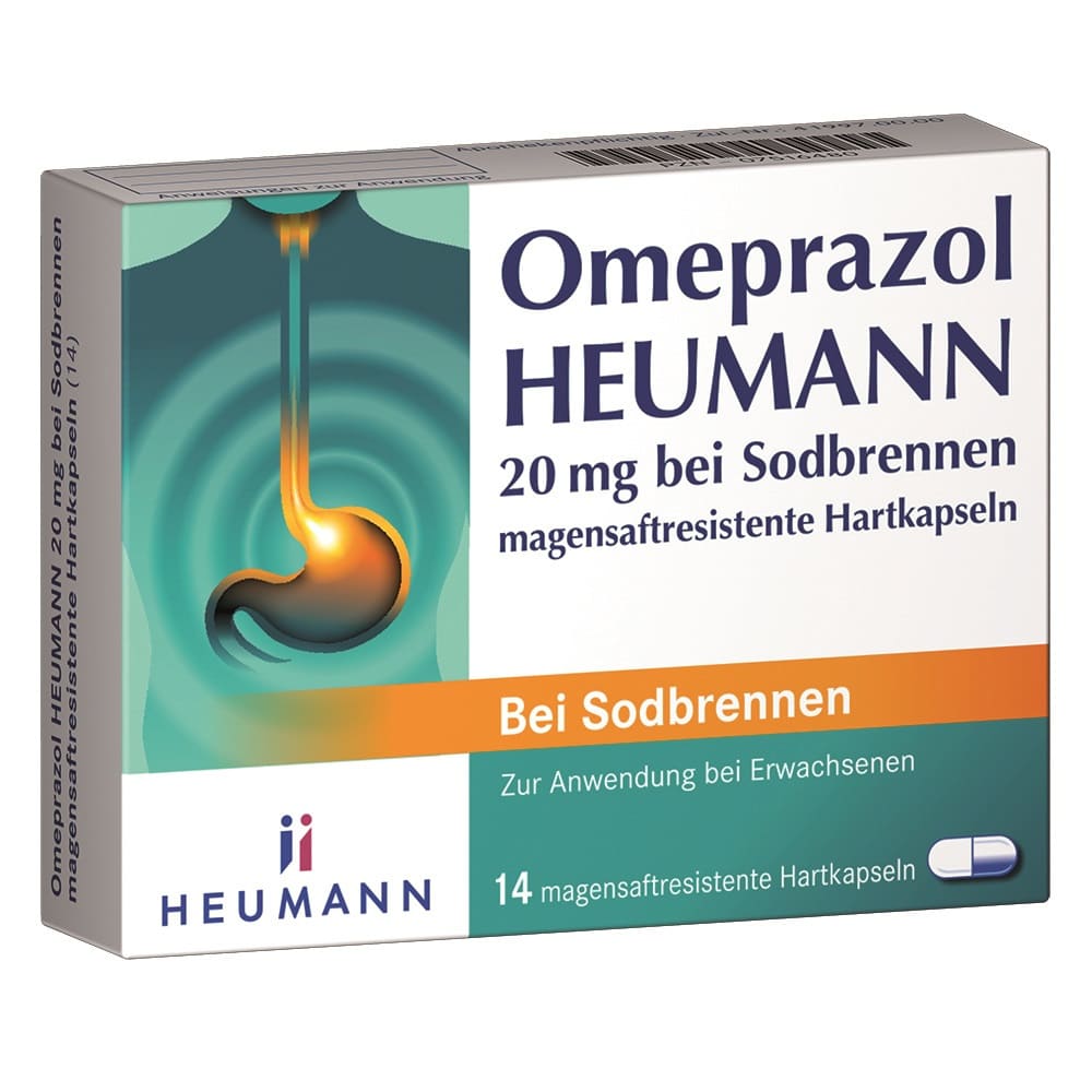 Omeprazol HEUMANN 20mg bei Sodbrennen 14 St Magensaftresistente Hartkapseln