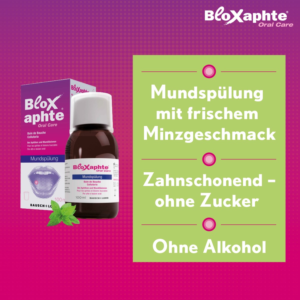 Bloxaphte Oral Care Mundspülung bei Aphthen und Verletzungen im Mund 100 ml Mundwasser
