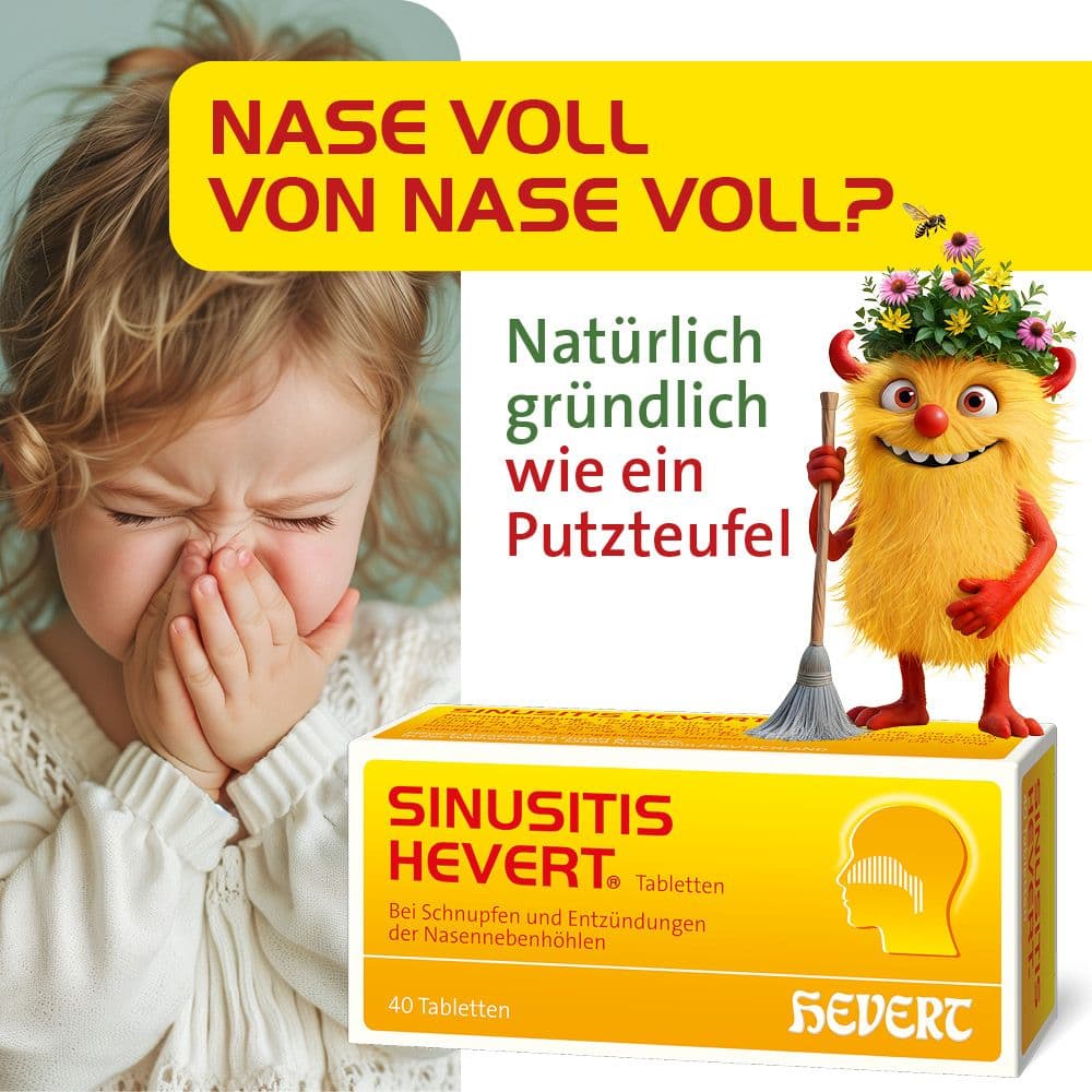 SINUSITIS HEVERT- Bei Schnupfen und Entzündungen der Nasennebenhöhlen 100 St Tabletten