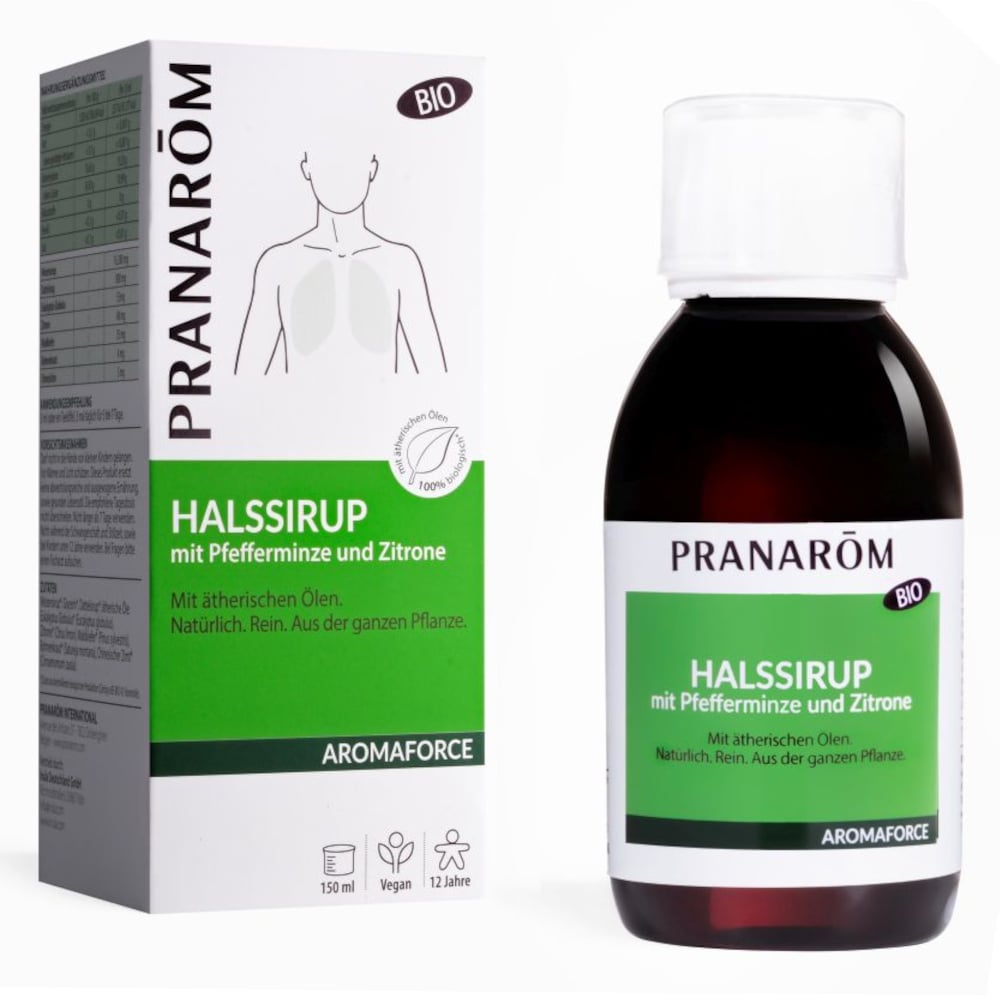 PRANAROM HALSSIRUP mit Pfefferminze & Zitrone 150 ml Sirup