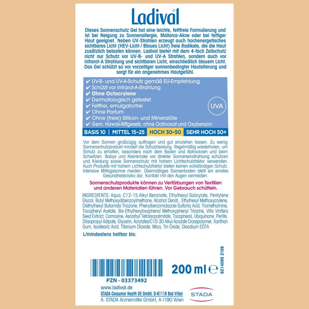 Ladival ALLERGISCHE HAUT SONNENSCHUTZ GEL LSF 30 200 ml Gel