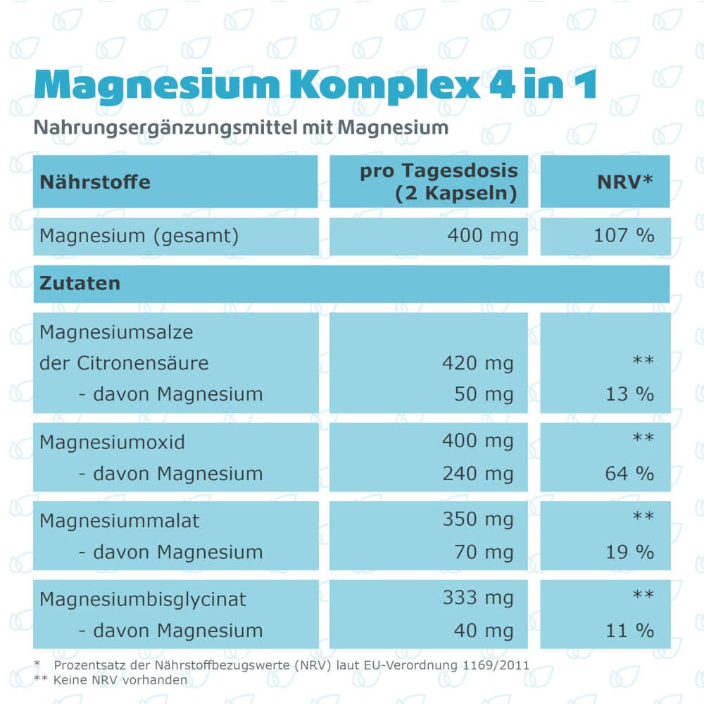 R(h)ein Nutrition Magnesium Komplex 4 in 1 hochdosiert 120 St Kapseln