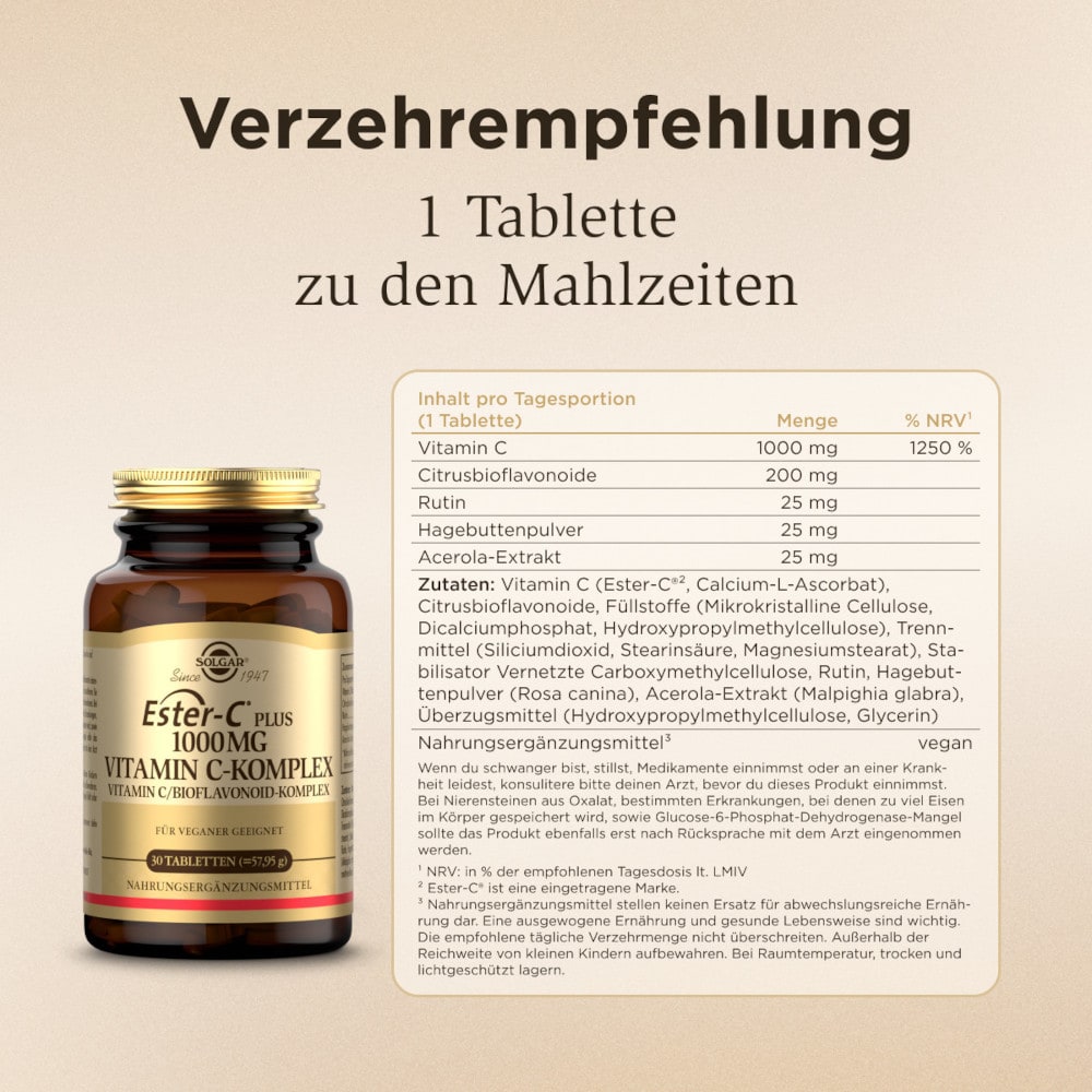 SOLGAR Ester-C PLUS 1000 MG VITAMIN C-KOMPLEX 30 St Tabletten