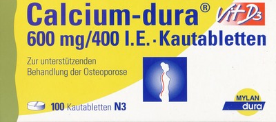 Calcium-dura Vit D3 600mg/400 I.E. 100 St Kautabletten