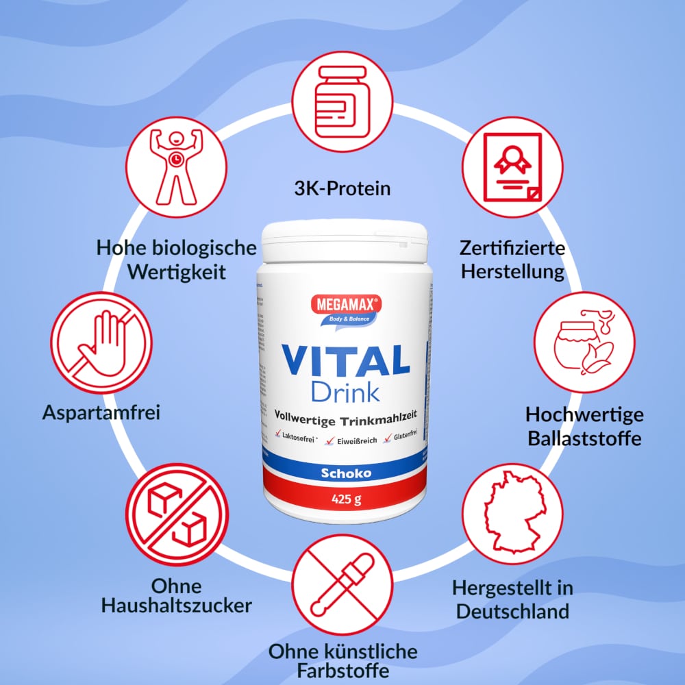 MEGAMAX Body & Balance VITAL Drink Schoko 425 g Pulver