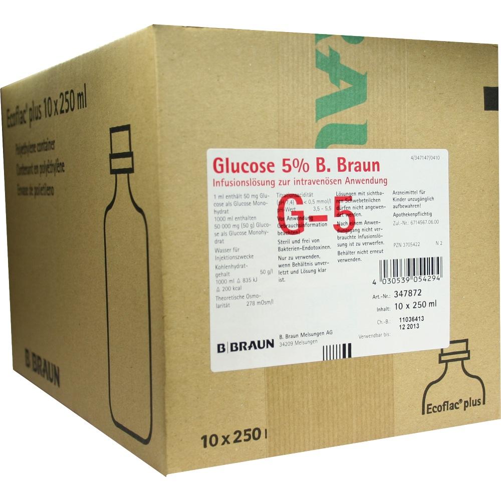 GLUCOSE 5% B.Braun Ecoflac Plus 10X250 ml Infusionslösung