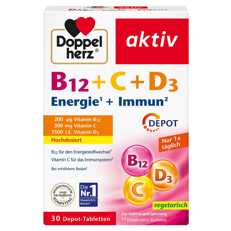 Doppelherz aktiv B12 + C + D3 Energie + Immun 30 St Tabletten