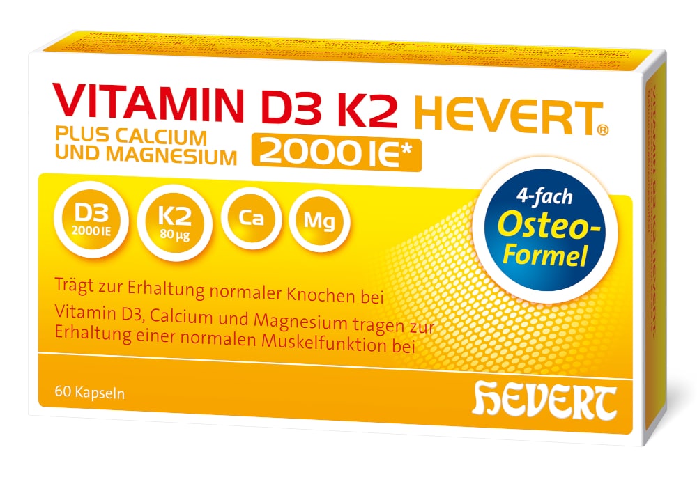 VITAMIN D3 K2 HEVERT 2000 I.E. 60 St Kapseln