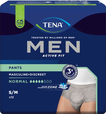 TENA MEN ACTIVE FIT PANTS NORMAL S/M 4X12 St