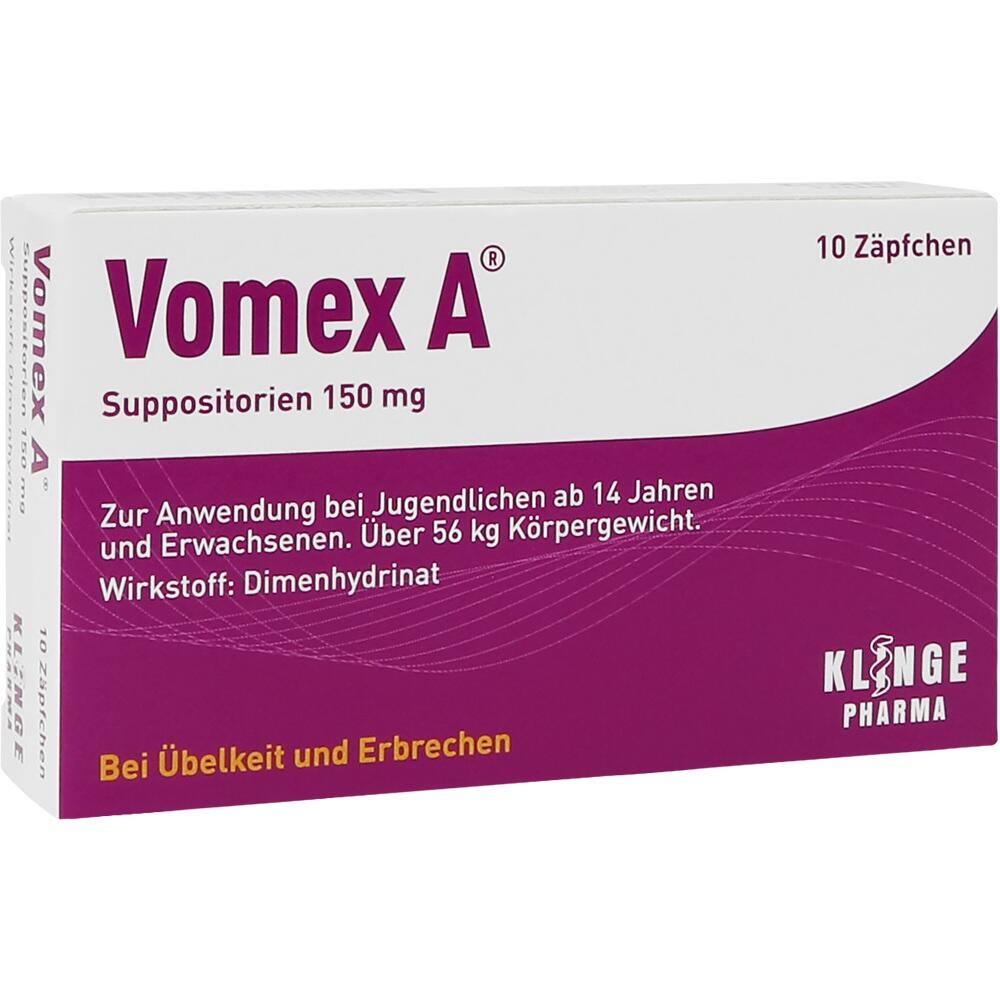 Vomex A 150mg - Bei Übelkeit und Erbrechen 10 St Suppositorien