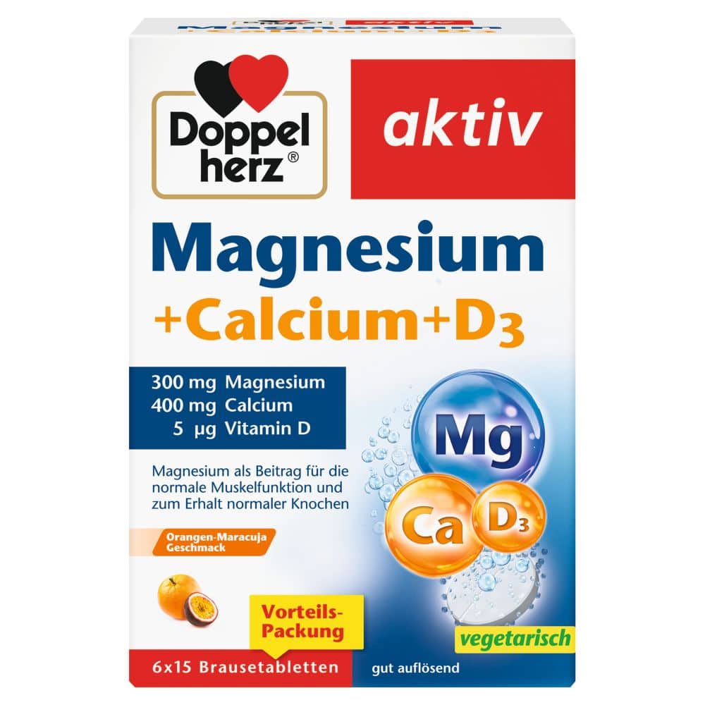 Doppelherz aktiv Magnesium + Calcium + D3 6X15 St Brausetabletten