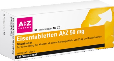 Eisentabletten AbZ 50mg 50 St Filmtabletten