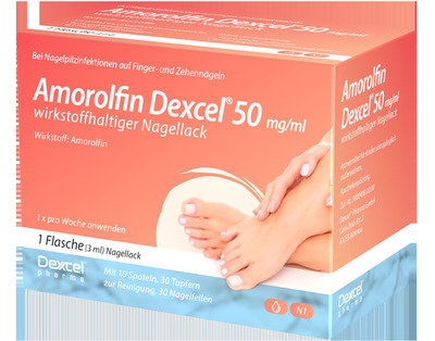 Amorolfin Dexcel 50mg/ml gegen Nagelpilz 3 ml Wirkstoffhaltiger Nagellack