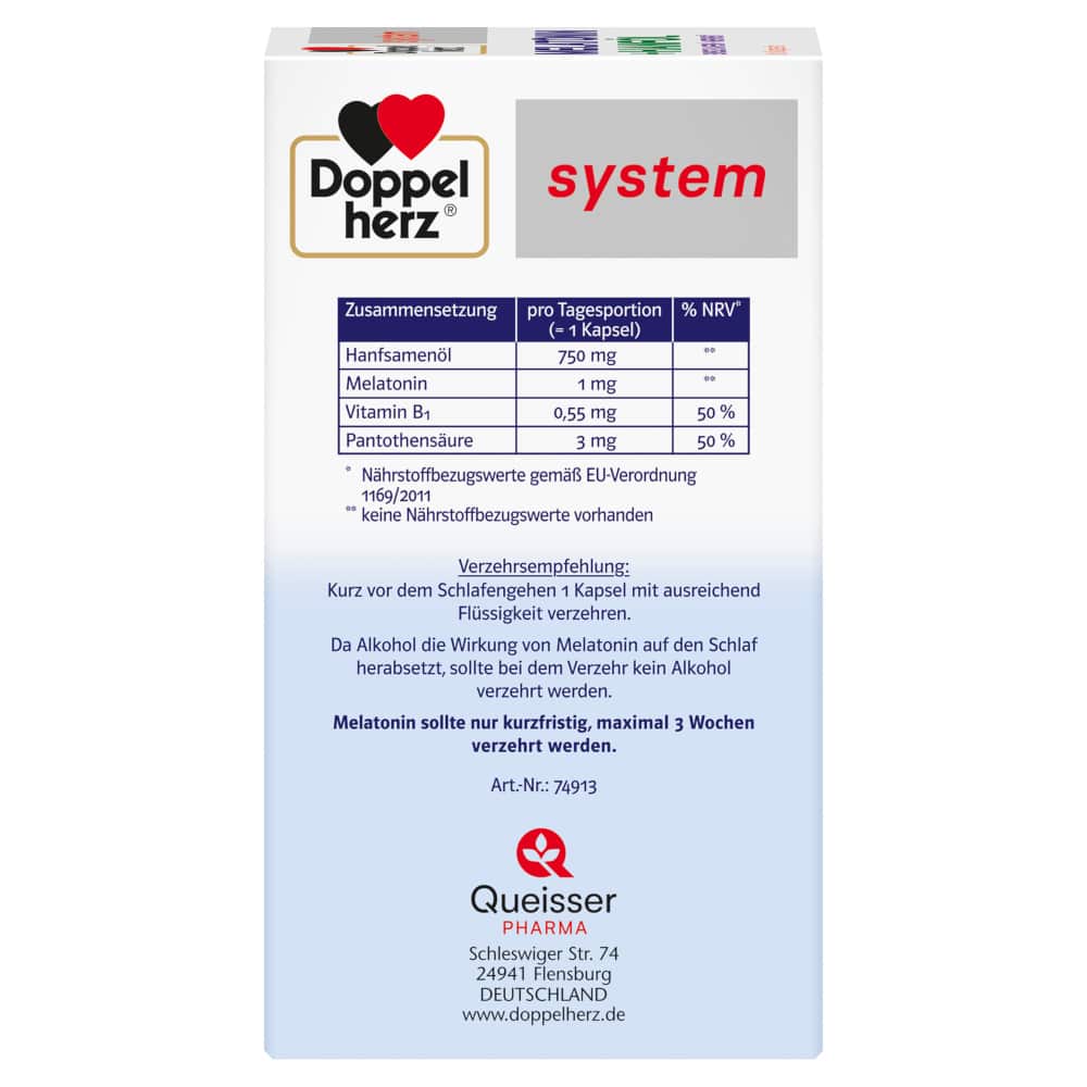 Doppelherz system MELATONIN + HANFÖL  60 St Kapseln