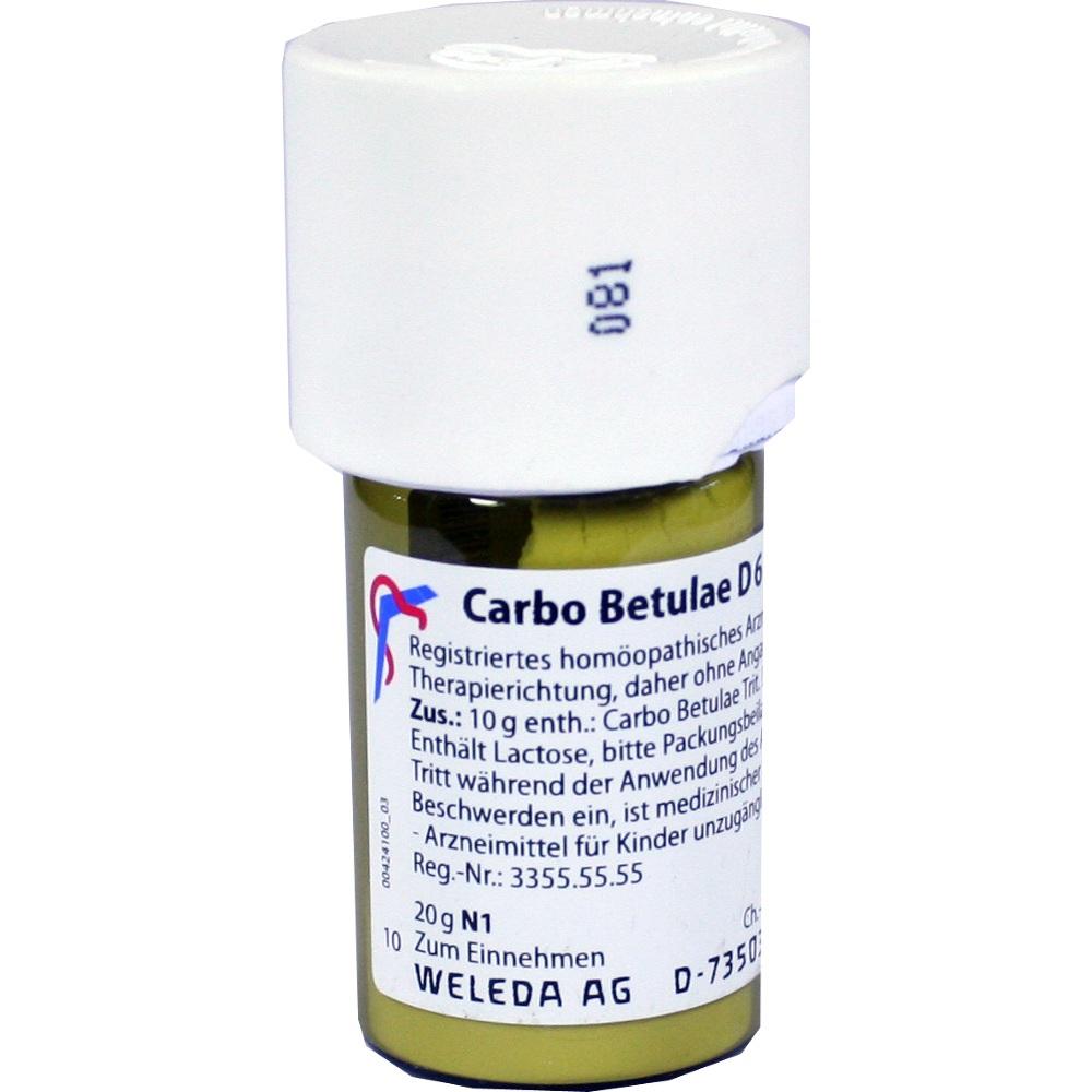 WELEDA CARBO BETULAE D 6 Trituration 20 g Trituration