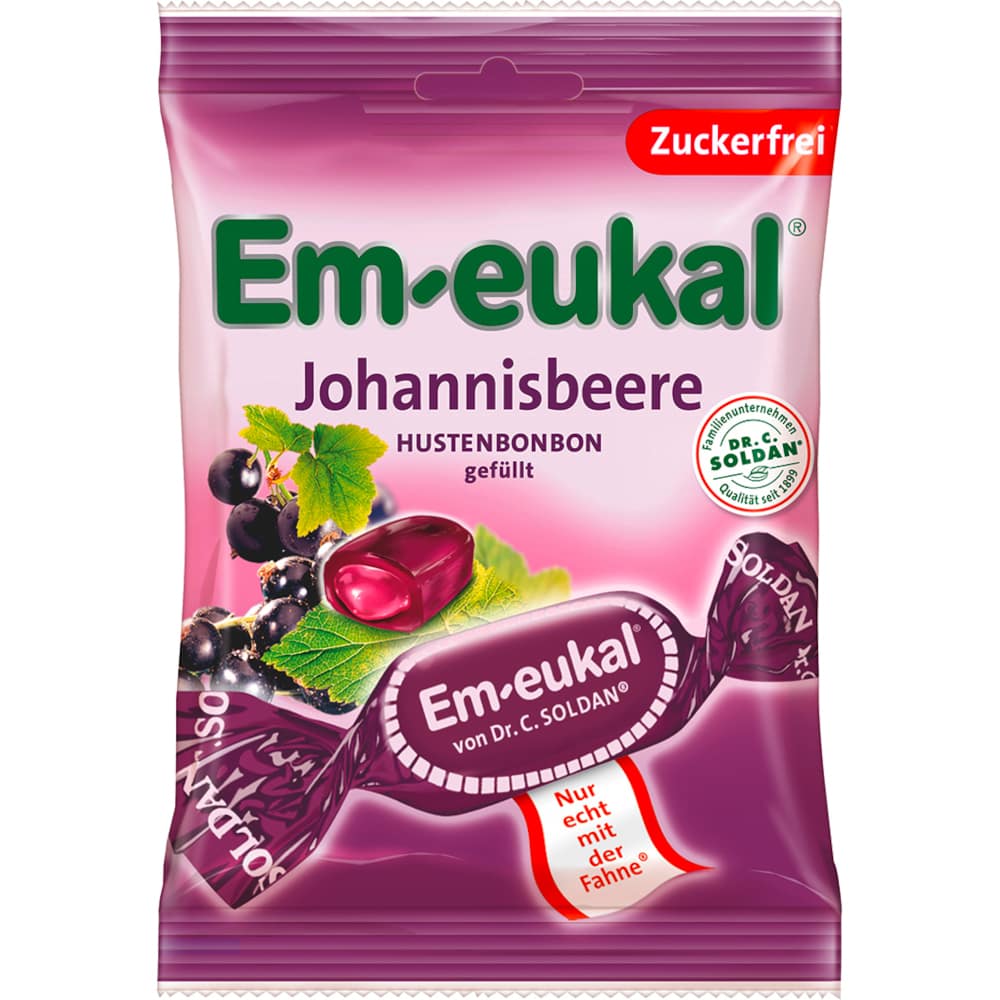 Em-eukal Johannisbeere gefüllt zuckerfei 75 g Bonbons
