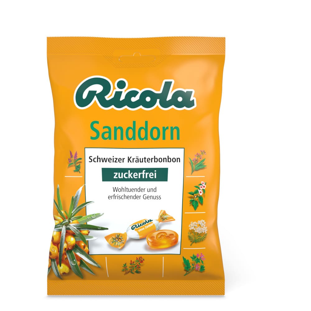 Ricola Sanddorn Kräuterbonbon zuckerfrei 75 g Bonbons