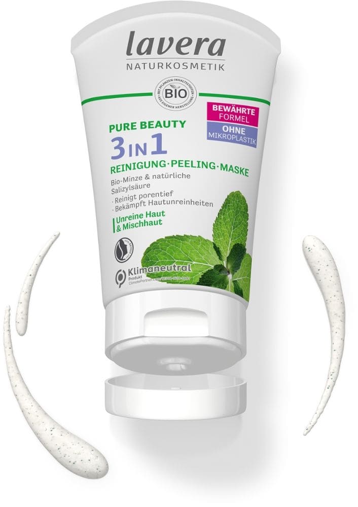 Lavera Pure Beauty 3in1 Reinigung Peeling Maske 125 ml Gesichtsmaske