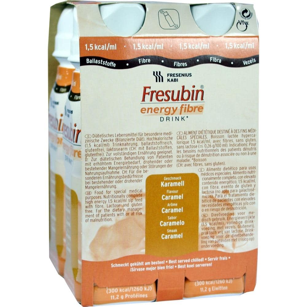 Fresubin Energy Fibre Trinknahrung Karamell 4X200 ml Lösung