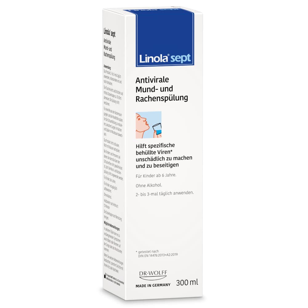 Linola sept Antivirale Mund- und Rachenspülung 300 ml Suspension