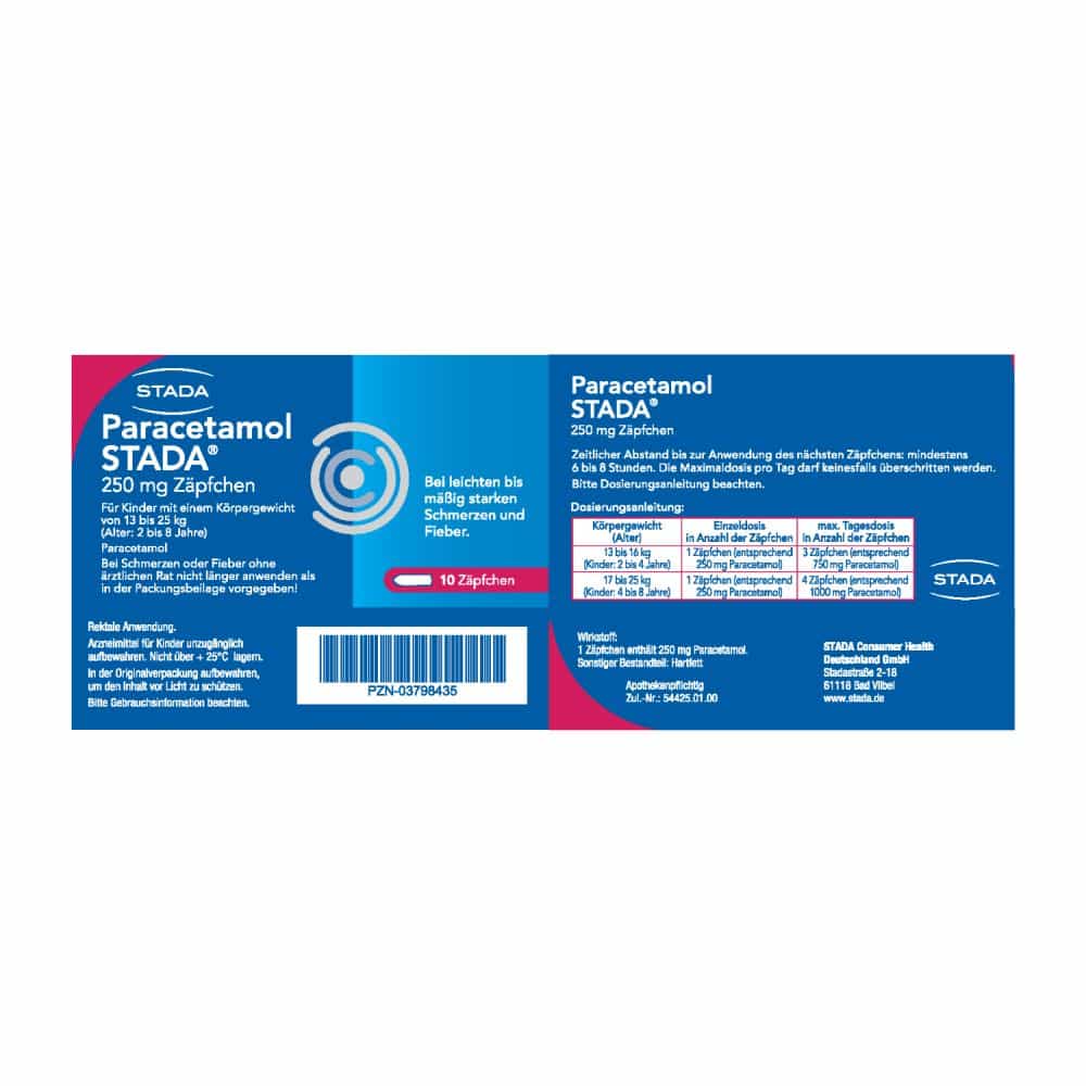 Paracetamol STADA 250 mg 10 St Suppositorien