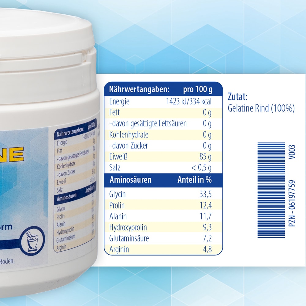 Gelatine RIND Pulver Dose 250 g 250 g Pulver