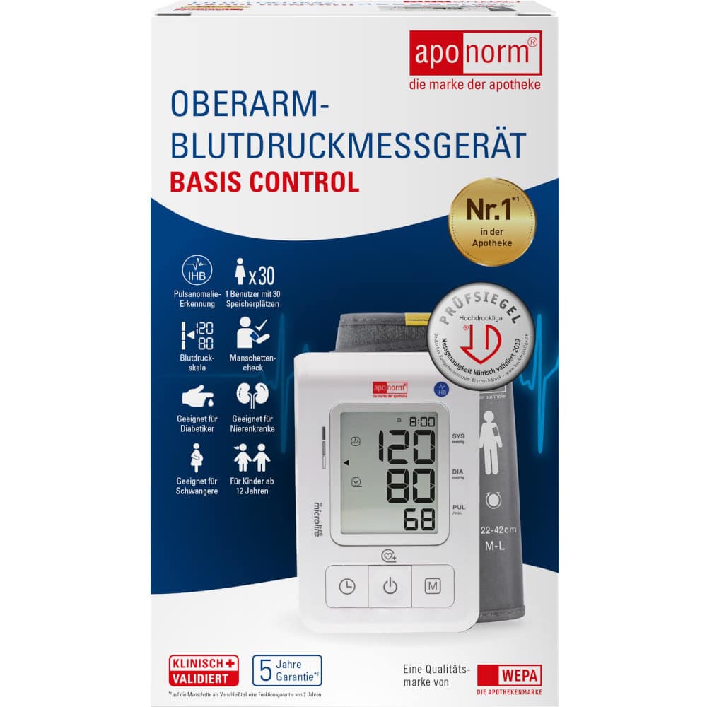 aponorm Oberarm-Blutdruckmessgerät Basis Control Größe M-L 1 St