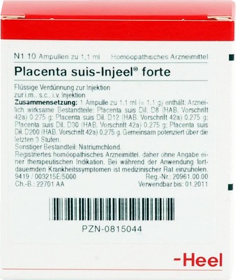 PLACENTA SUIS Injeel forte Ampullen 10 St Ampullen