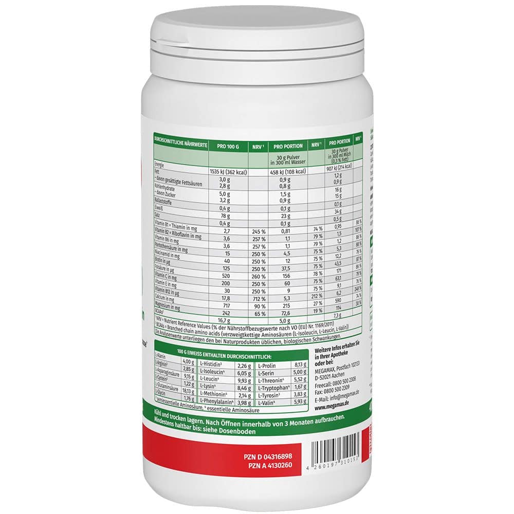 MEGAMAX Eiweiß 100 Casein + Whey Protein Cappucino 400 g Pulver