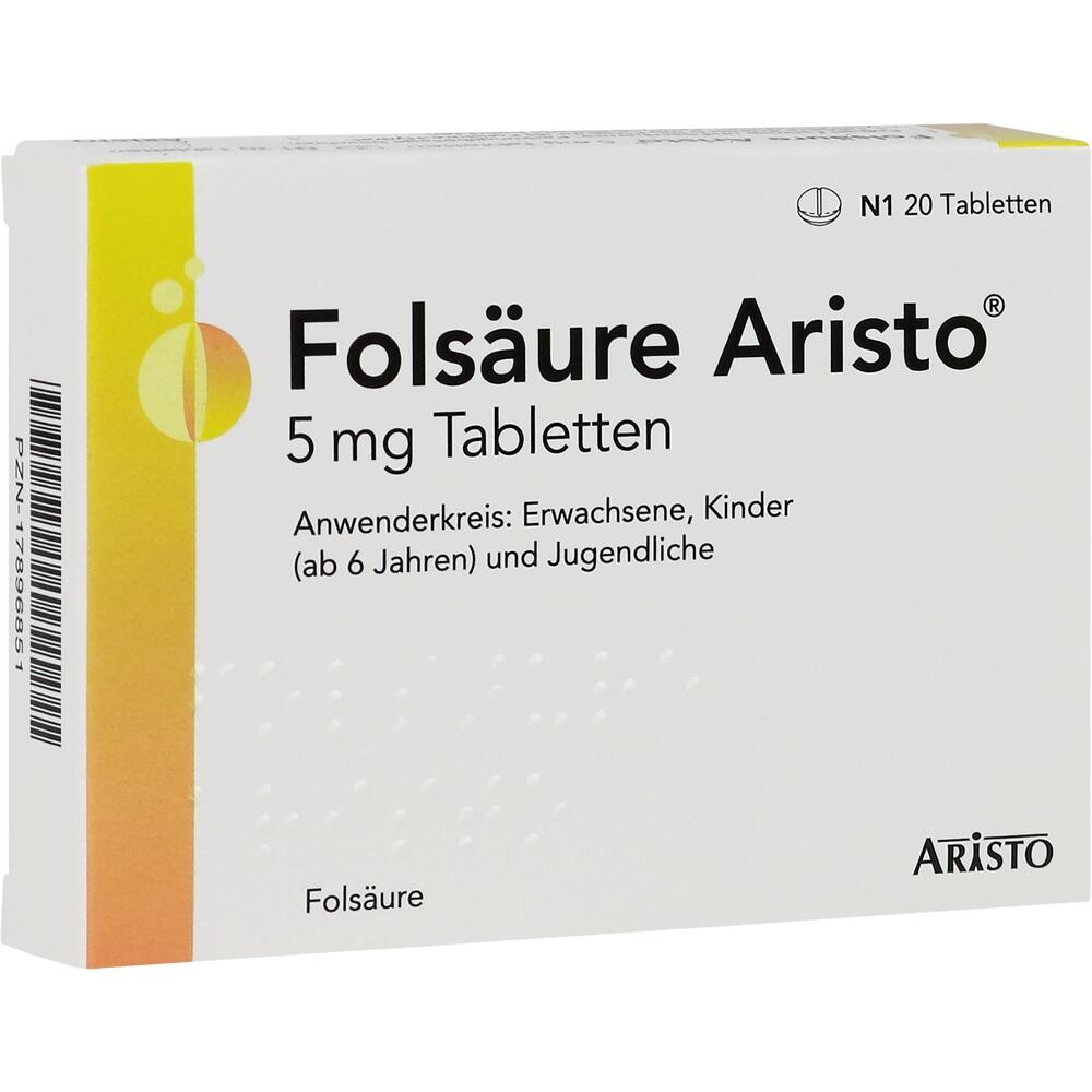 Folsäure Aristo 5 mg Tabletten 20 St Tabletten