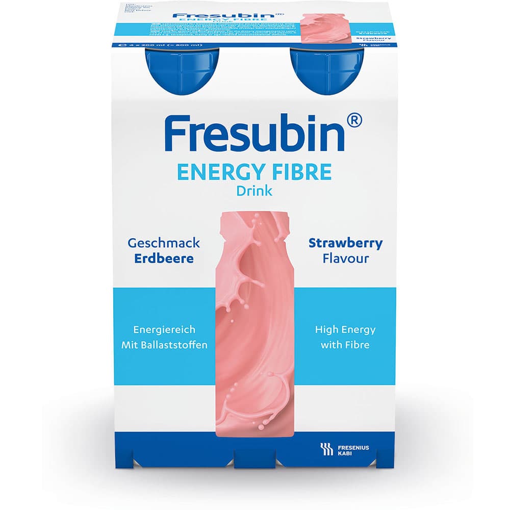 Fresubin Energy Fibre Trinknahrung Erdbeere 4X200 ml Lösung
