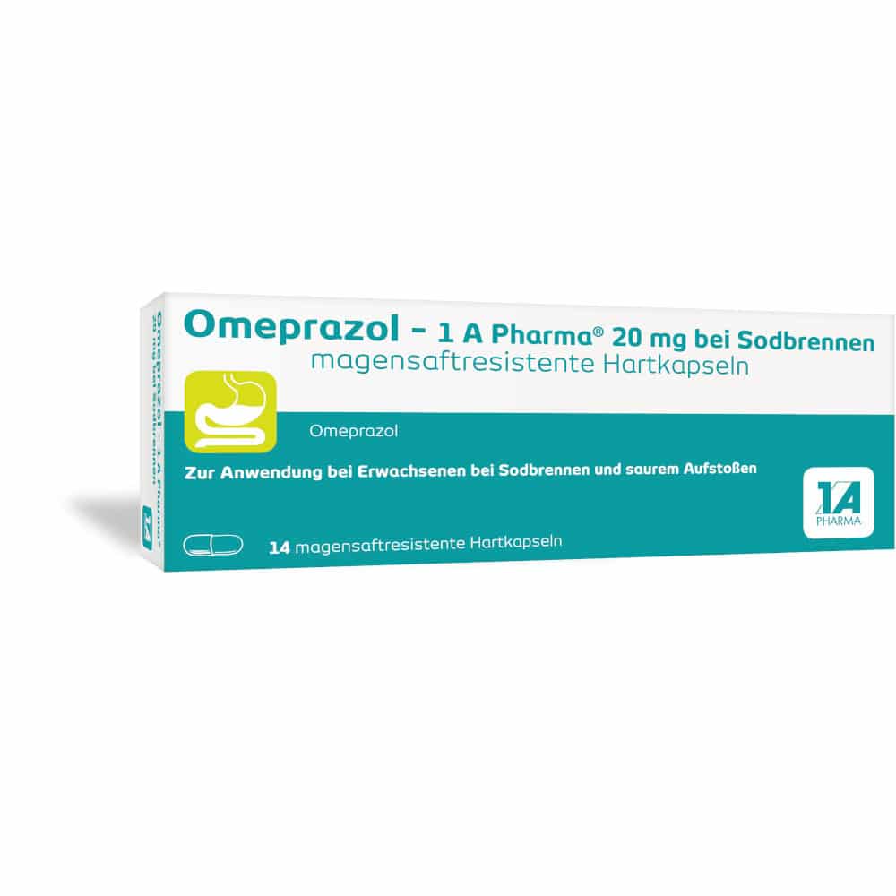 Omeprazol - 1A Pharma 20 mg bei Sodbrennen 14 St Magensaftresistente Hartkapseln