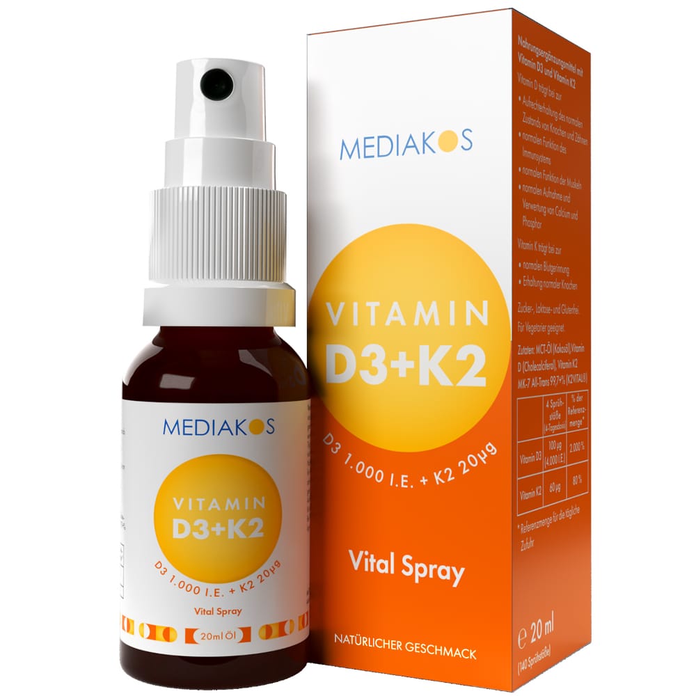 MEDIAKOS Vitamin D3 + K2 1.000 I.E. / 20 μg Vital Spray 20 ml Spray
