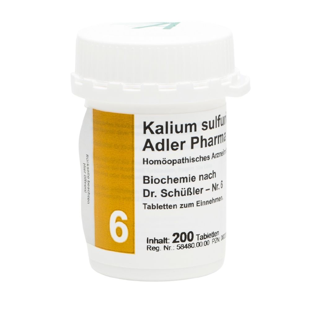 Kalium sulfuricum D6 Adler Pharma Biochemie nach Dr. Schüßler Nr.6 , Tablette 200 St Tabletten