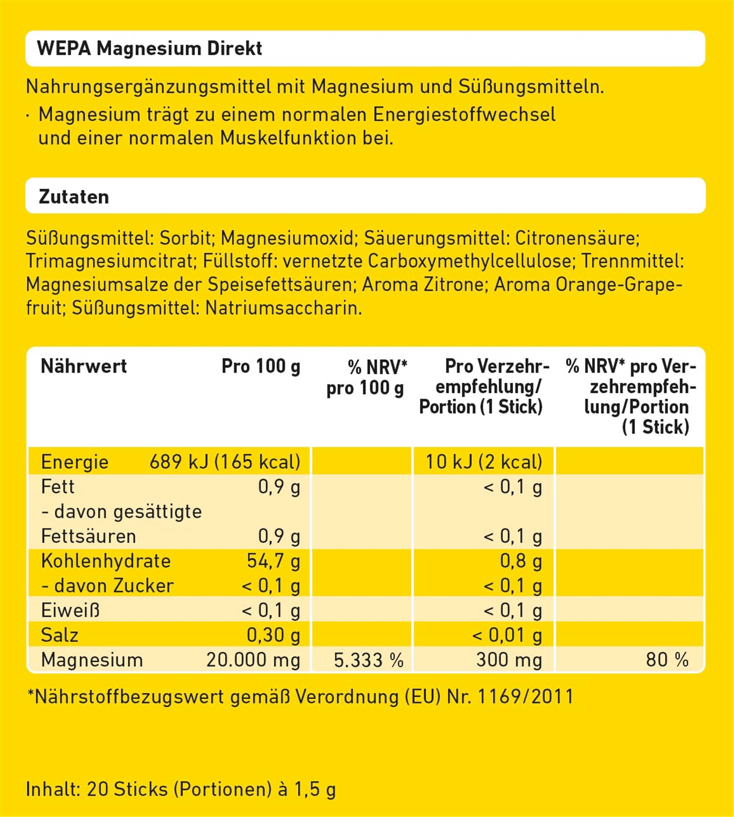 WEPA MAGNESIUM DIREKT 20 St Pulver