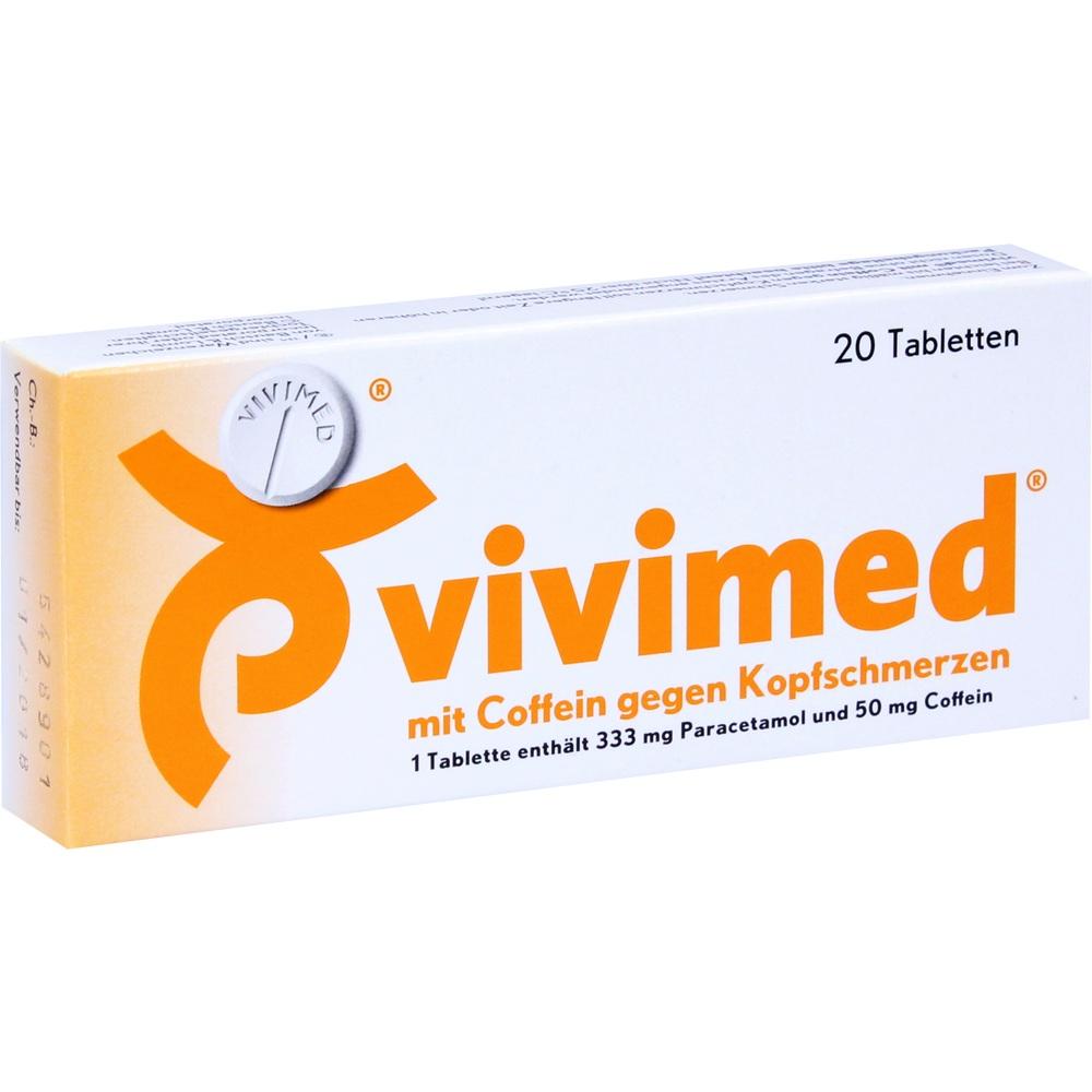 Vivimed mit Coffein gegen Kopfschmerzen, Schmerztabletten mit Paracetamol 20 St Tabletten