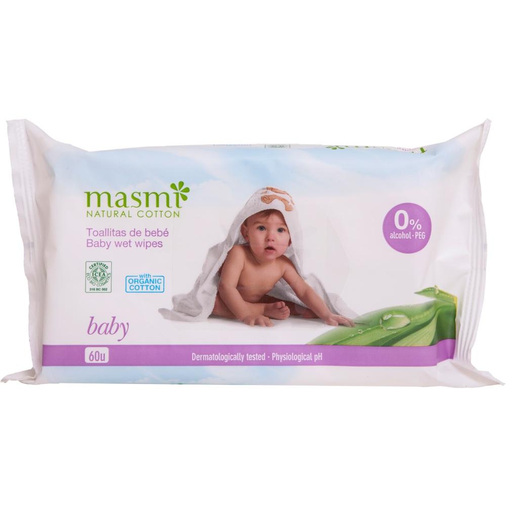 masmi BIO FEUCHTTÜCHER Baby 100% Bio-Baumwolle  60 St Tücher